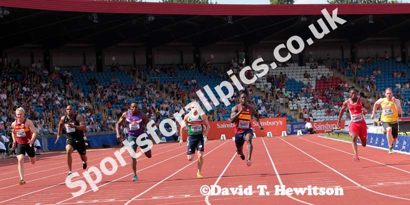 Dwain Chambers wins the 100 metres at the Sainsbury's British Championships, Birmingham.